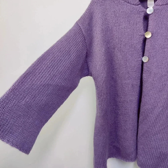 soft surrounding lavender mohair wool hooded cardigan sweater large - Picture 4 of 10